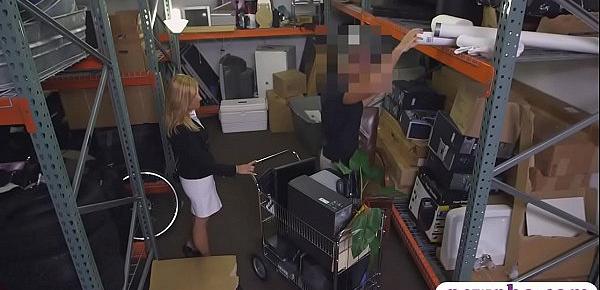  Hot blonde milf sucks off and screwed by pawn keeper